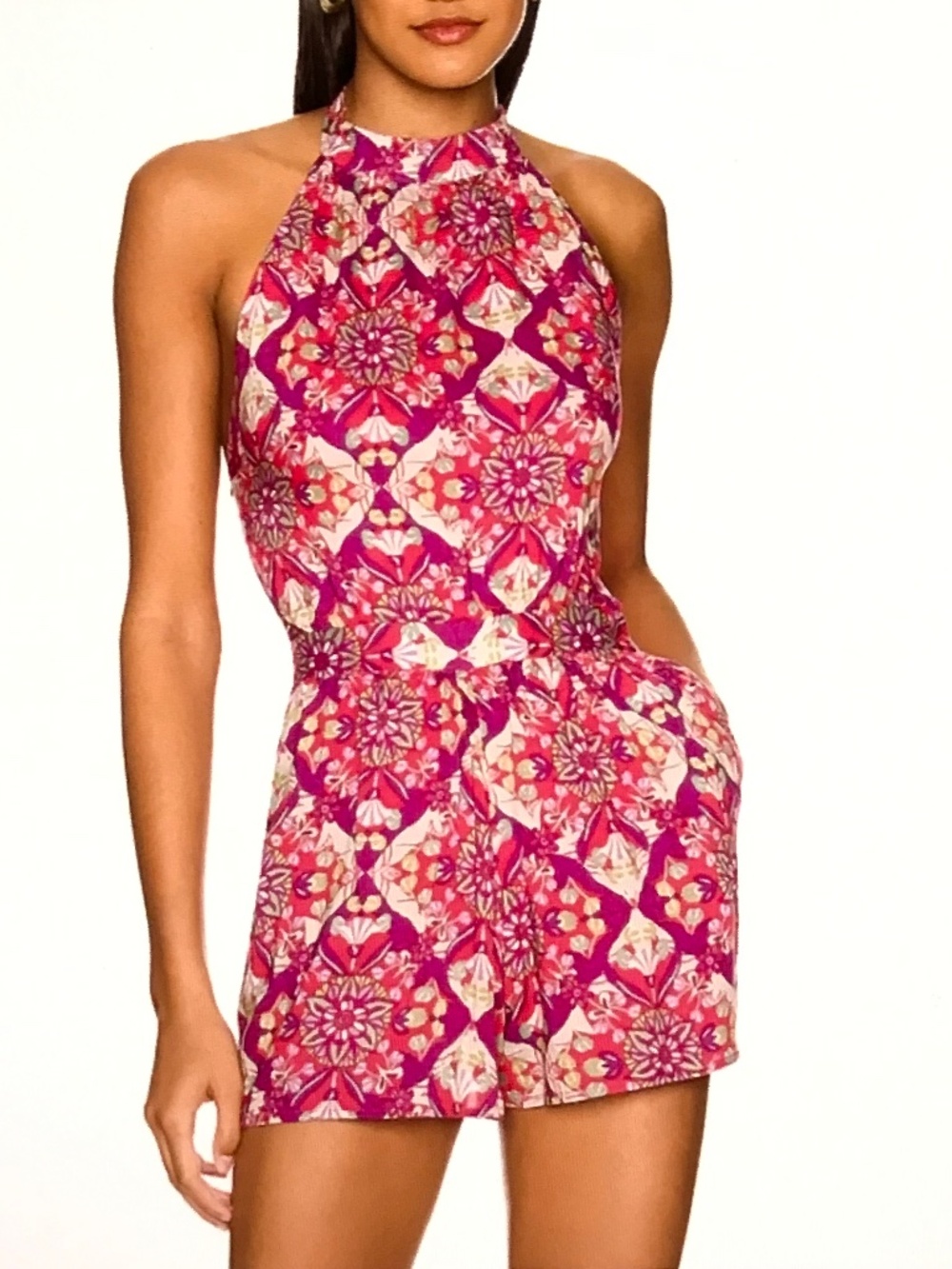 FREE PEOPLE Sleeveless Boho Romper Coral Tides Women’s Size Medium NWT
